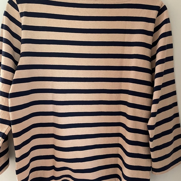JCrew-NWOT mid length sleeve, navy& cream coloured. Stretchy - Picture 3 of 3